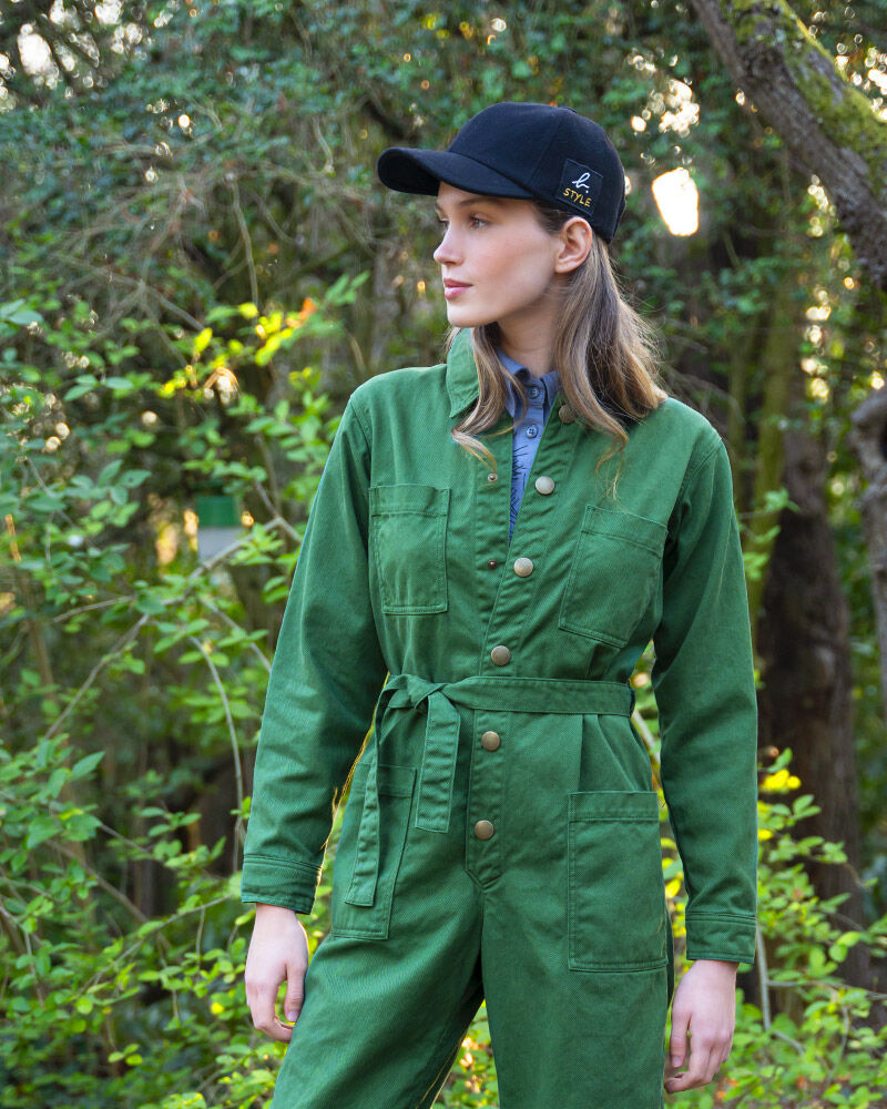 combinaison en gabardine de coton vert